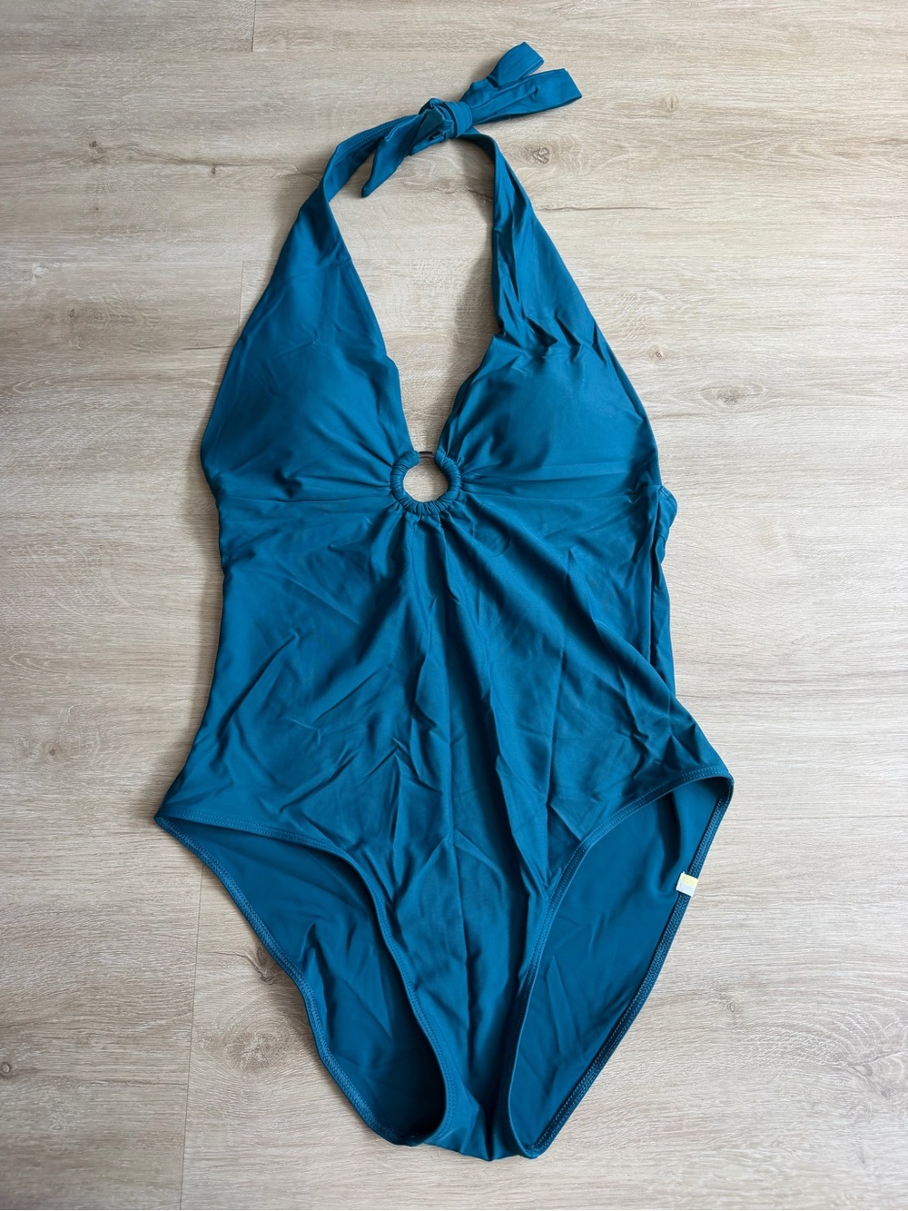 summersalt Teal Halter One-Piece Swimsuit with Ring Detail